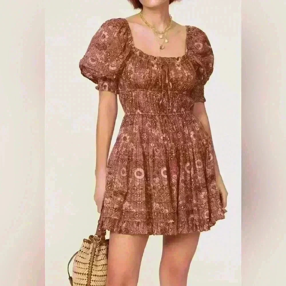 Ulla Johnson Juniper Puff Sleeve Floral Mini Dress $375 Fairy Peasant‎ Milkmaid
